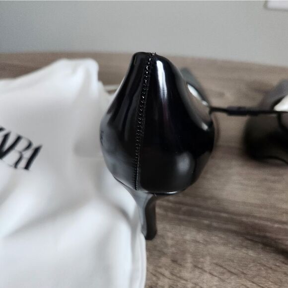 NEW ZARA STILETTO HEELS  HEELED PUMPS THIN HEEL HEIGT 3 INCH SZ 7,5 EU 38 BLACK - Picture 6 of 8